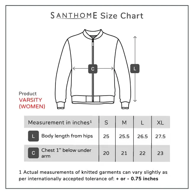VARSITY - SANTHOME Women's Lightweight Reversible Bomber Jacket_Size.webp
