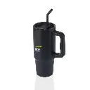 EY - Bern Recycled Stainless Steel Tumbler with Reusable Straw - Black