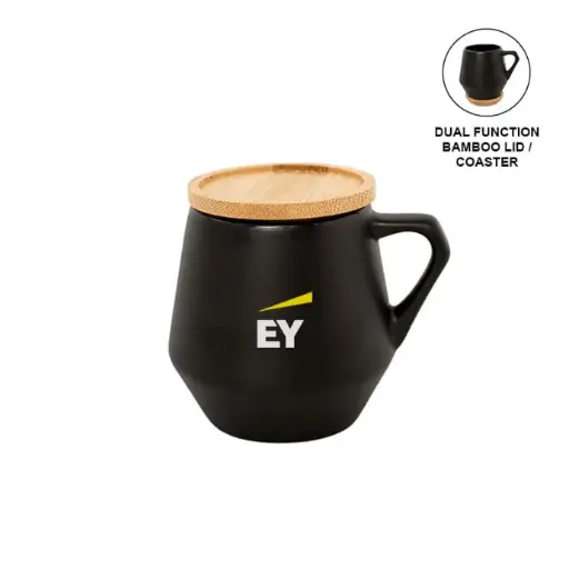 EY - Sevilla Eco-neutral Ceramic Mug with Bamboo Lid - Black